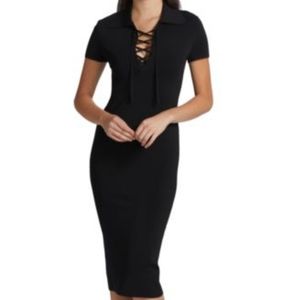 ALICE + OLIVIA Janna Lace-Up Polo Shirt Dress